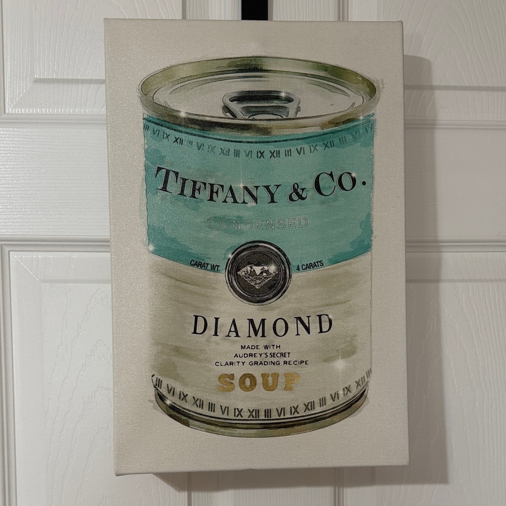 Tiffany & Co. inspired Aqua and Cream Diamond Soup Can Canvas